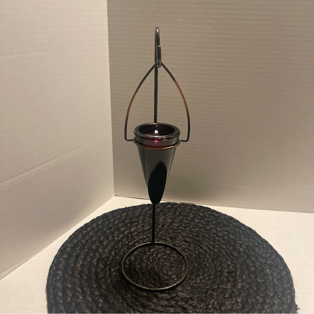 Vintage Redish Black Hanging Cone Votive Candle Holder